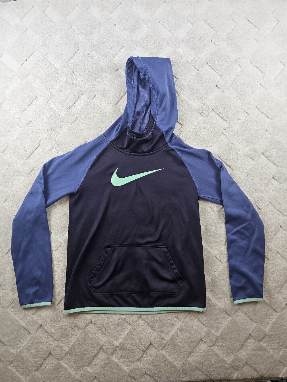 Nike Kids Hoodie Youth Large Black and Blue with Mint Swoosh Pull Over